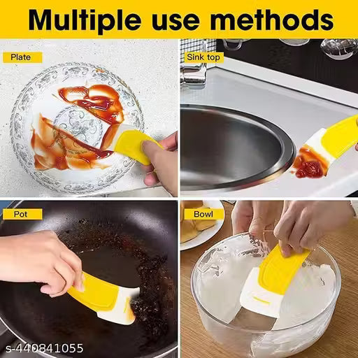 Food Scraper Tool Heat Resistant Scraper Spatula for Fast Cleaning Removing Dirt Strains Oil Leftover Waste Before Washing from Fry Pan Dish Pot Plates Thalia Saves Water and time (Pack of 2)