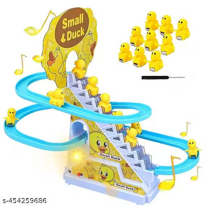 Small Duck Penguin Electronic Climbing Stairs Track Toy Light Musical Slide Track Coaster Toy Educational Fun Toys Gifts