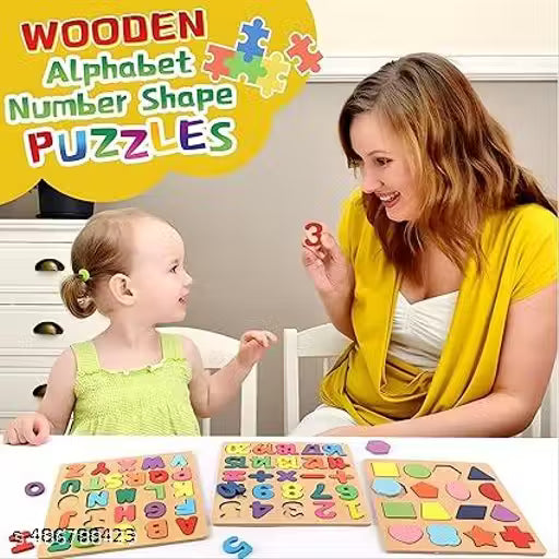 KidoBrains Wooden ABCD Learning Board for Kids | Puzzles Set | Educational Toy for Toddlers, 2+ Years-Develops Fine Motor Skills,Creativity, & Early Learning (Alphabets-Numbers-Shapes)