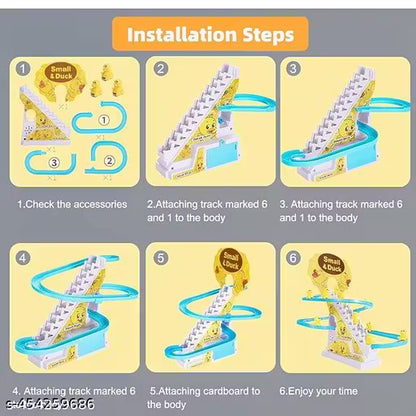Small Duck Penguin Electronic Climbing Stairs Track Toy Light Musical Slide Track Coaster Toy Educational Fun Toys Gifts