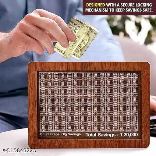 Cashbox,Cash Vault Wooden Savings Box,Wooden Coin Piggy Bank,Money Save Box Smash, Money Saver