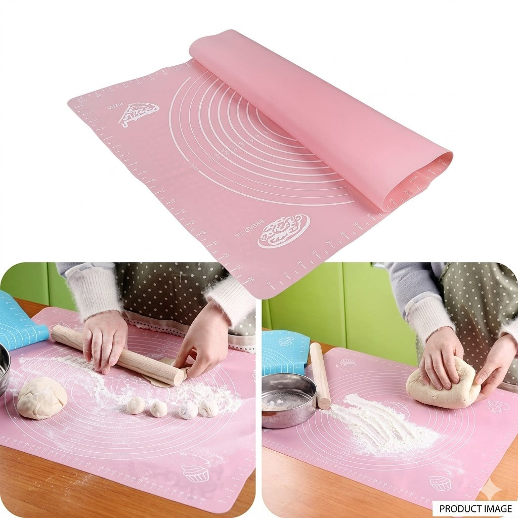 Silicon Fondant Rolling Mat Or Silicone Baking Sheet With Measurements Stretchable For Kitchen Roti Chapati Cake Pad Cooking Dough Atta Kneading (Multicolour) Other Kitchen Tools