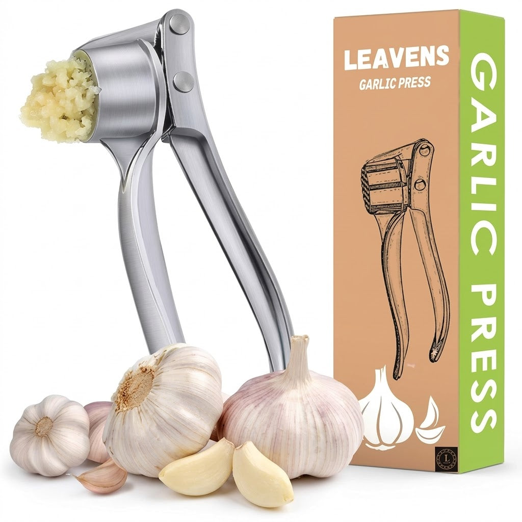 Garlic Crusher Presser Garlic Press Manual Garlic Mincer Stainless Steel Garlic Cutter Chopper,Hand Press Garlic Crusher and Chopper, Mincer Cutter for Garlic for Kitchen