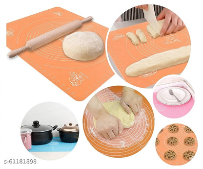 Silicon Fondant Rolling Mat Or Silicone Baking Sheet With Measurements Stretchable For Kitchen Roti Chapati Cake Pad Cooking Dough Atta Kneading (Multicolour) Other Kitchen Tools