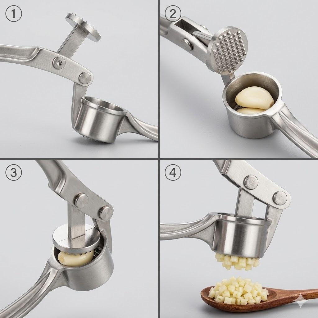Garlic Crusher Presser Garlic Press Manual Garlic Mincer Stainless Steel Garlic Cutter Chopper,Hand Press Garlic Crusher and Chopper, Mincer Cutter for Garlic for Kitchen